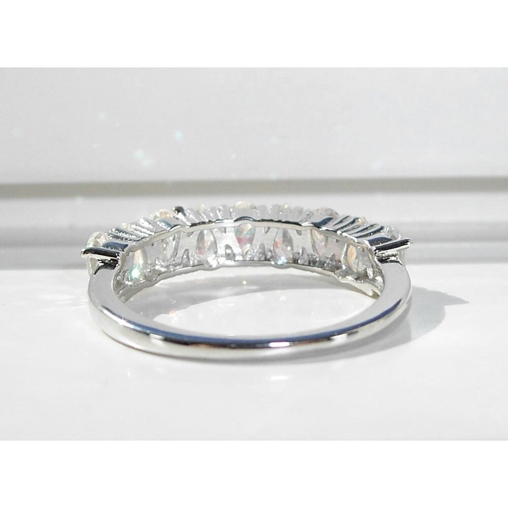 925 STERLING SILVER Aurora Borealis Cubic Zirconia Band Ring - Picture 11 of 16